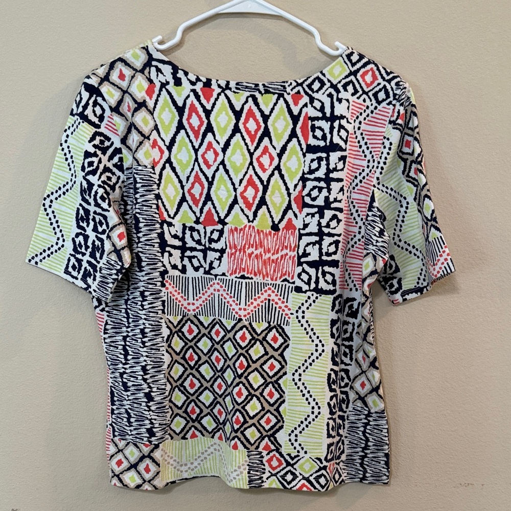 Ruby Rd. Multicolor Geometric Short Sleeve Top - Picture 3 of 3